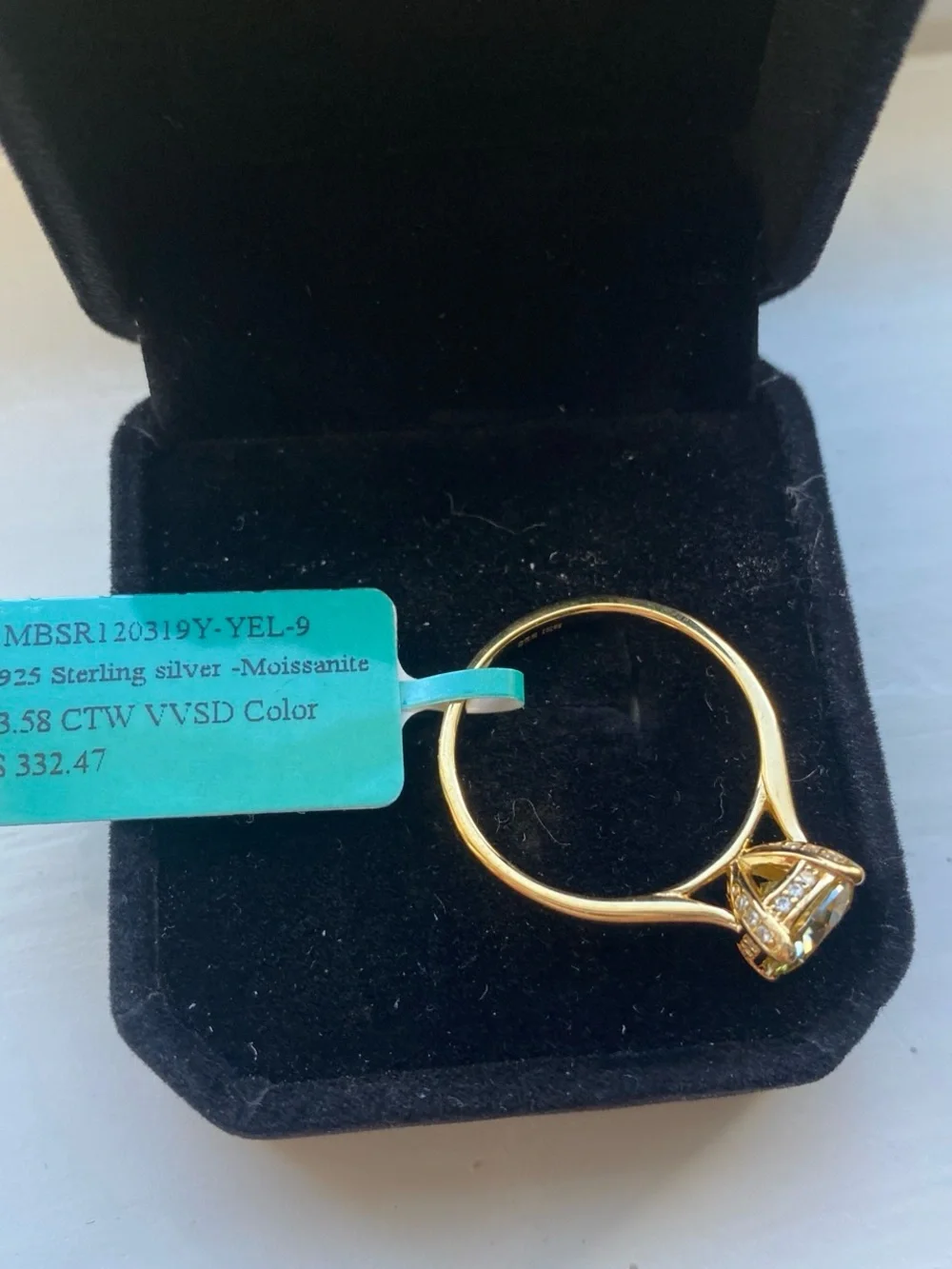 Round Cut Yellow Moissanite Ring Size 9